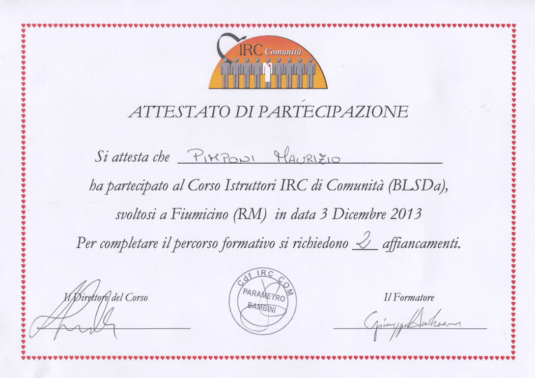 Istruttore BLSDa — IRC Comunità